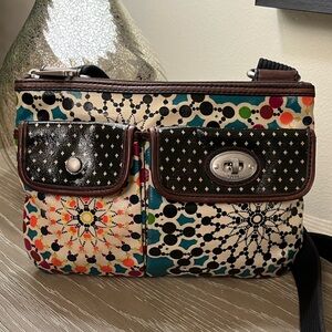 Fossil Key Per Kaleidoscope Crossbody Bag in Coated Canvas.